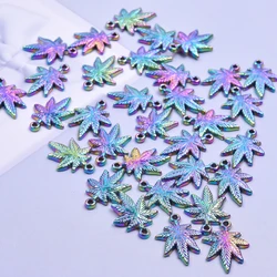 20pcs/lot Vintage Maple Leaf Alloy Charm Rainbow Color Punk Pendant Charm for Jewelry Making DIY Earring Bracelet Craft Supplies