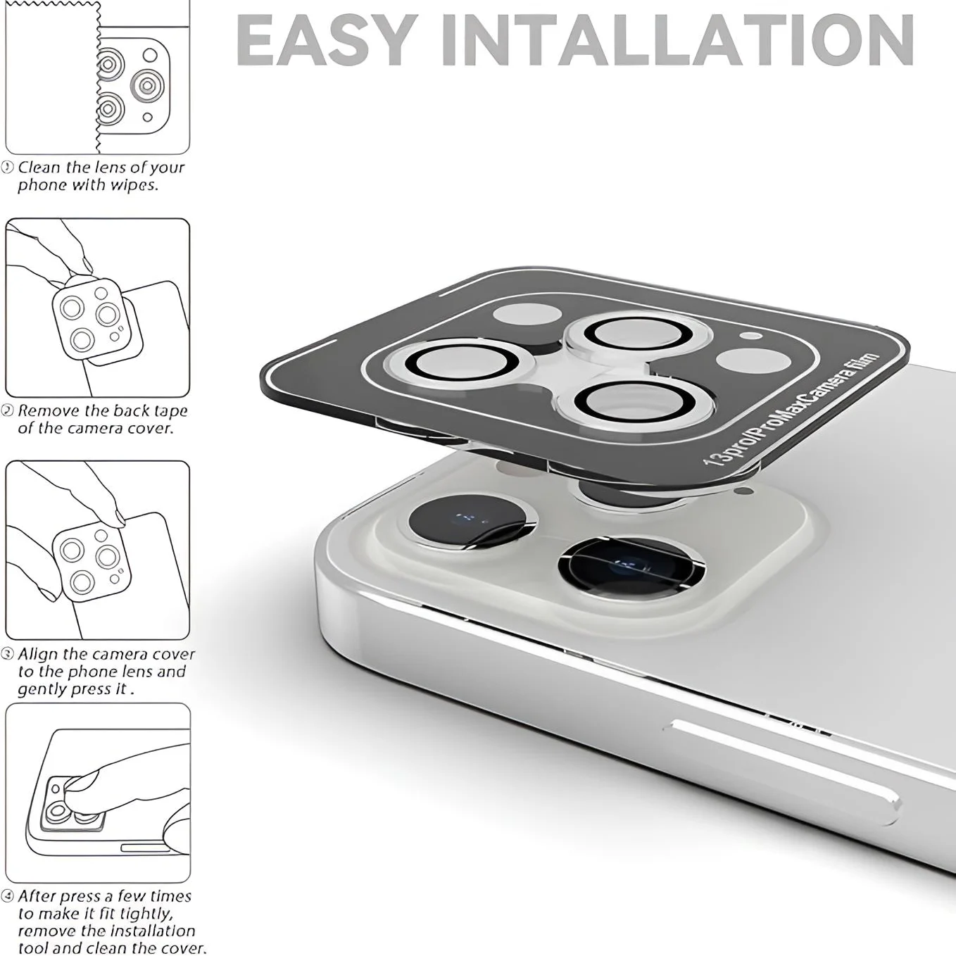 Precise Positioning Metal Camera Lens Film For iPhone 16 15 14 13 12 Pro Max Shatterproof Camera Metal Ring Cover Accessorie image 4