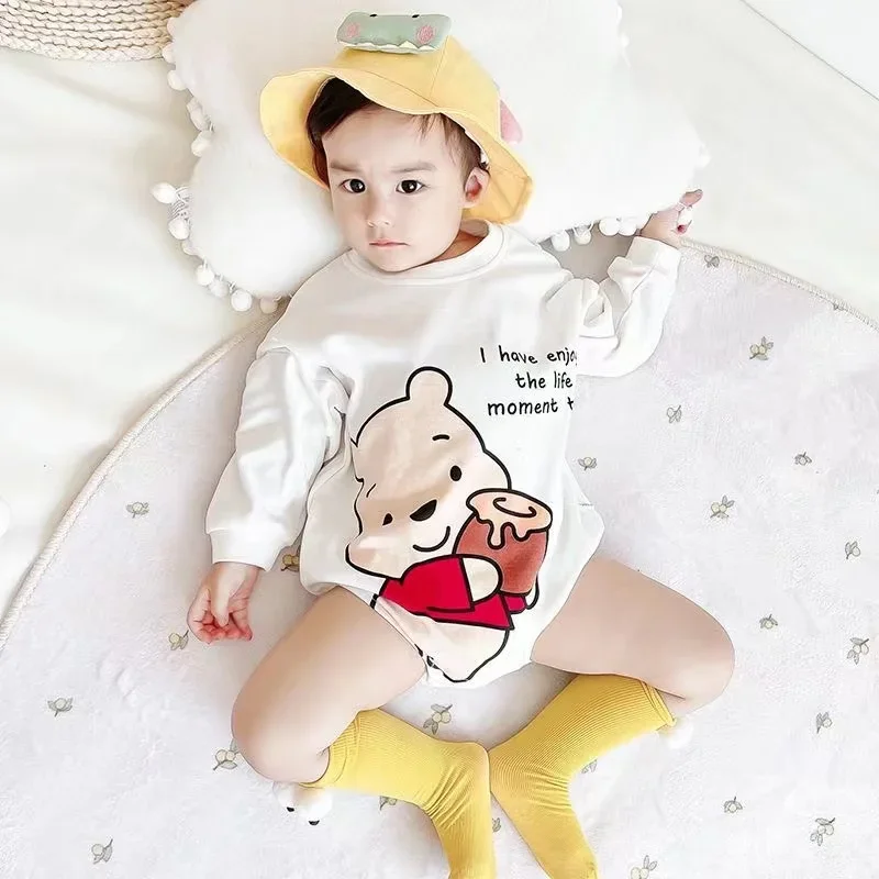 Spring Newborn Baby Boy Romper Cartoon Mickey StellaLou Pooh Print Infant Girl Jumpsuit Cotton Bodysuit Kid Outfit Clothes 0-36M