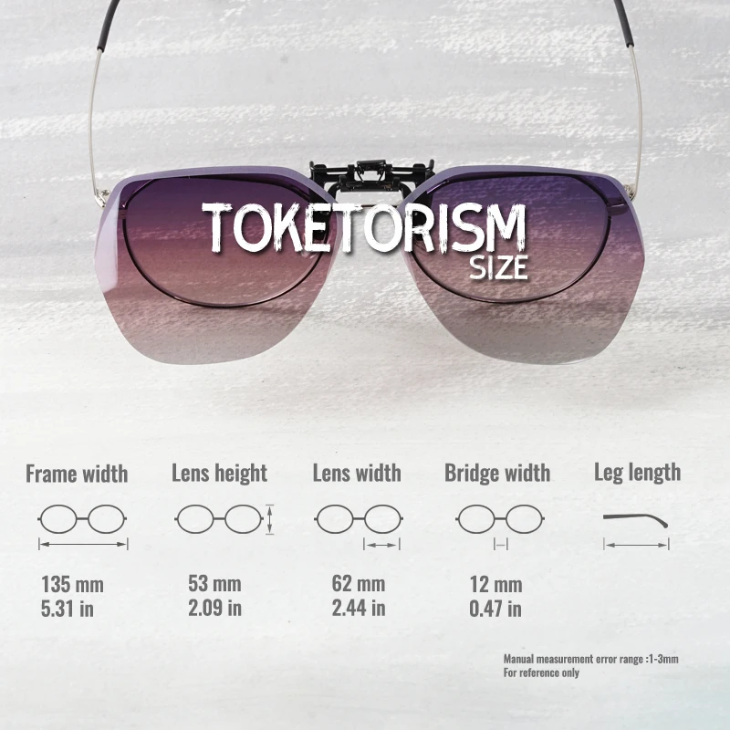 Toketorism Polarized Clip On Sunglasses Flip Up Photochromic For Driving Night Vision Glasses 2103