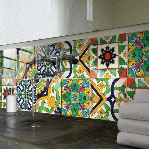 10Pcs Tile Stickers Waterproof Mandala Decorative Tile Stickers Self Adhesive 10x10cm for Kitchen Backsplash Furniture Staircase