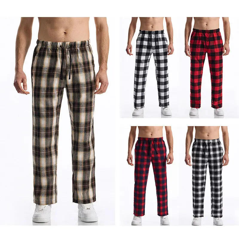 

Faionable Hong Kong Sle Men's Plaid Design Casual Pants Trendy Streetwear Original New Model Breathable Loose Fit Bootcut