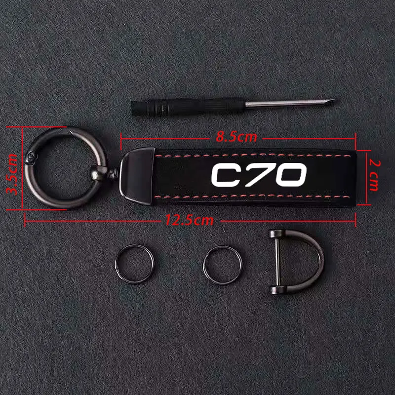 قلادة سلسلة مفاتيح للسيارة للرجال والنساء ، حلقة مفاتيح بإبزيم حدوة الحصان ، ديكور فاش ، هدية مجوهرات ، إكسسوارات سيارات ، فولفو C70