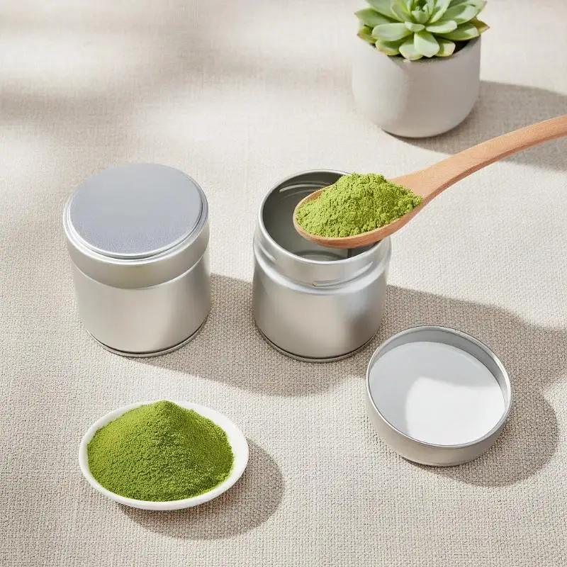 

1 шт. мини-баночка для чая матча, портативная герметичная банка из жести, контейнер для хранения специй, кухонные принадлежности для дома