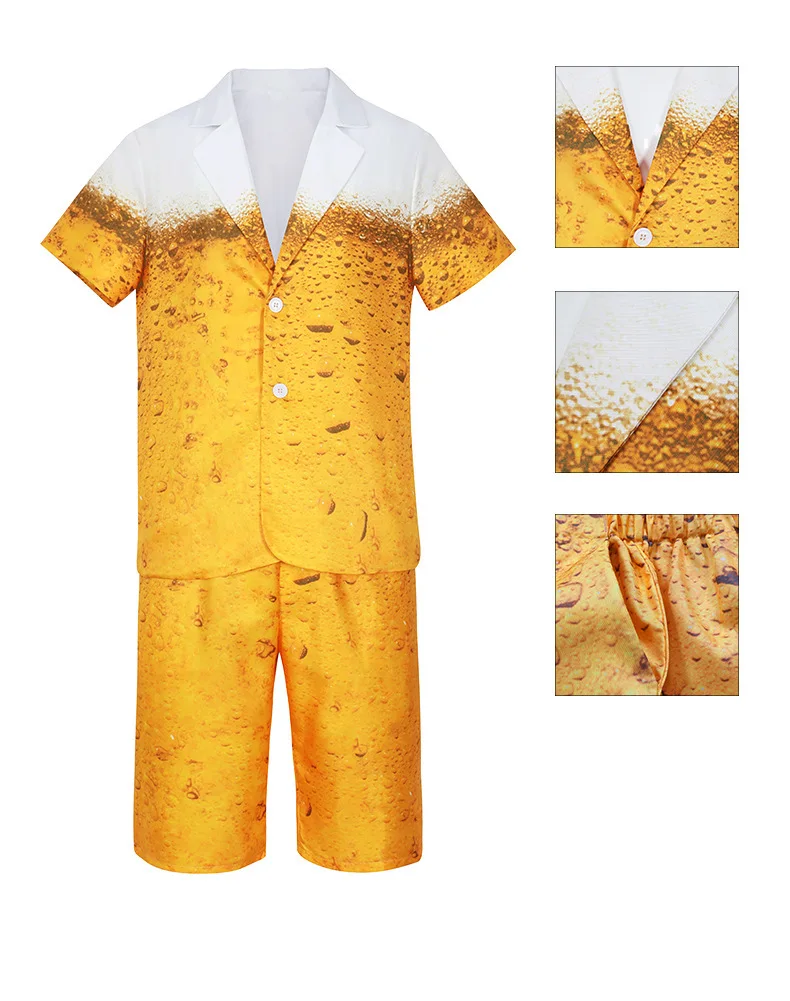 Men\'s Oktoberfest Suit Costume Adult Bavarian Beer Cosplay Dress Fancy Yellow Carnival Party Fantasia Halloween Role Clothes