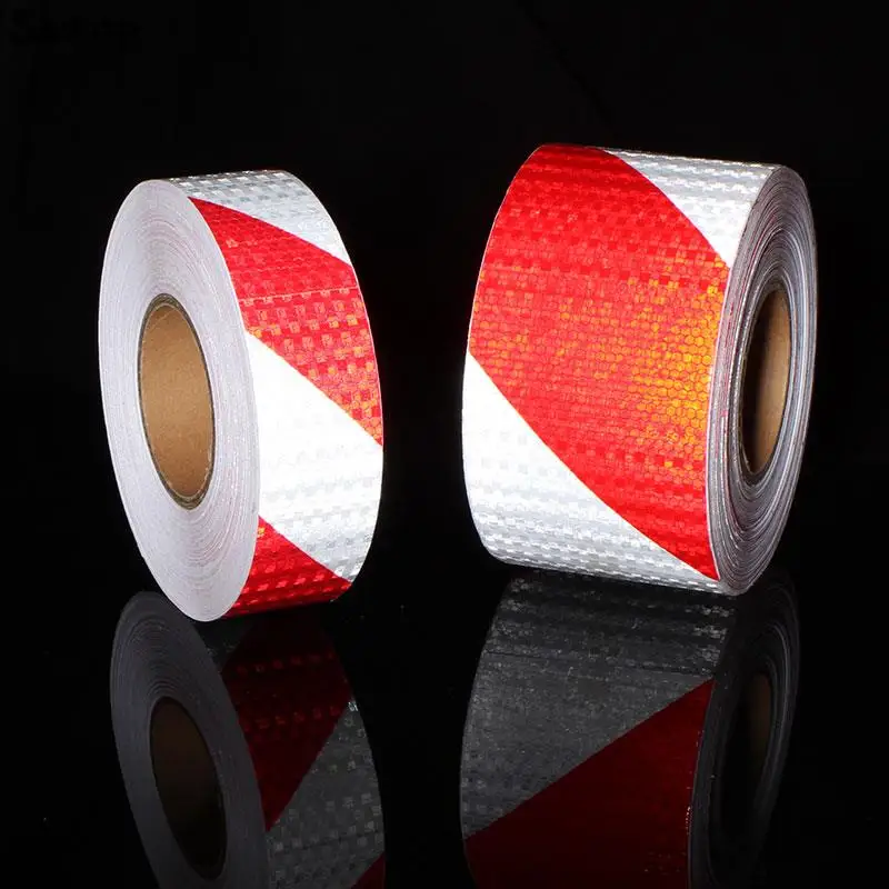 10Cm X 10M Auto Reflecterende Materiaal Tape Wit Rood Sticker Motorfiets Veiligheid Waarschuwing Tape Reflecterende Film Auto Sticker traffice Teken