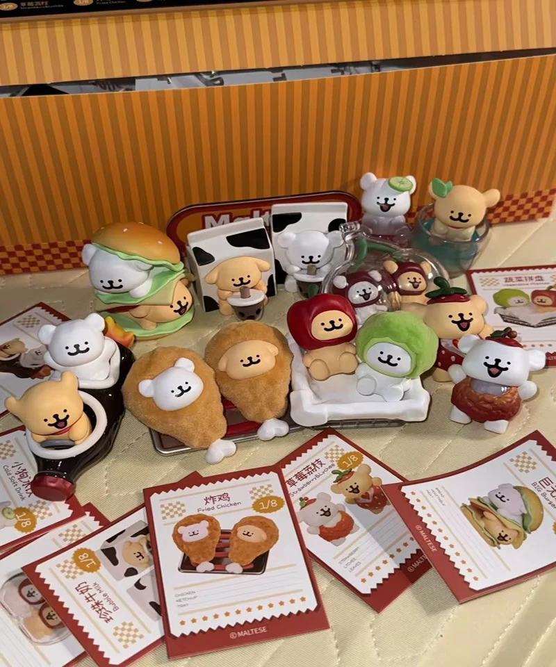 

Toptoy Plzdot Blind Box Cute Mini Line Puppy Fast Food Restaurant Fried Chicken Plush Figurine Desktop Ornament Home Decor
