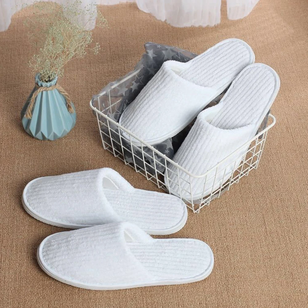 

Unisex Disposable Slides Home Travel Sandals Men Women Hotel Slippers Coral Fleece Slippers Hospitality Guest Footwear One Size