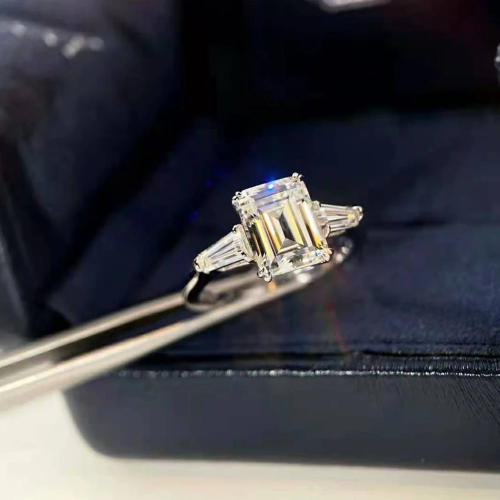 WUIHA Classsic 100% 925 Sterling Silver Emerald Cut 3CT Lab Sapphire Gems Wedding Engagement Ring Fine Jewelry Anniversary Gifts image 4