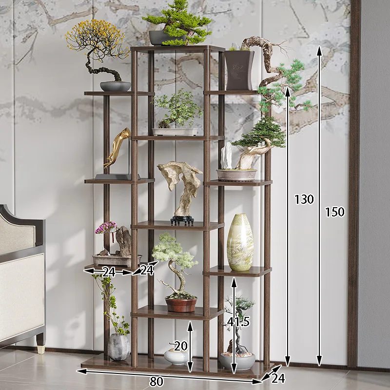 

flower rack, living room floor-to-ceiling indoor light wood rack, potted plant flower rack next to TV c