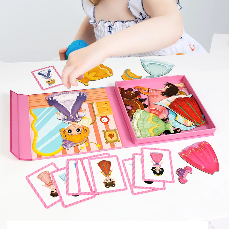Children's Magnetic Princess Dress-Up Puzzle, Girls' Pretend Play Educational Toy, Parent-Child Interactive Portable Early Education Birthday Gift
