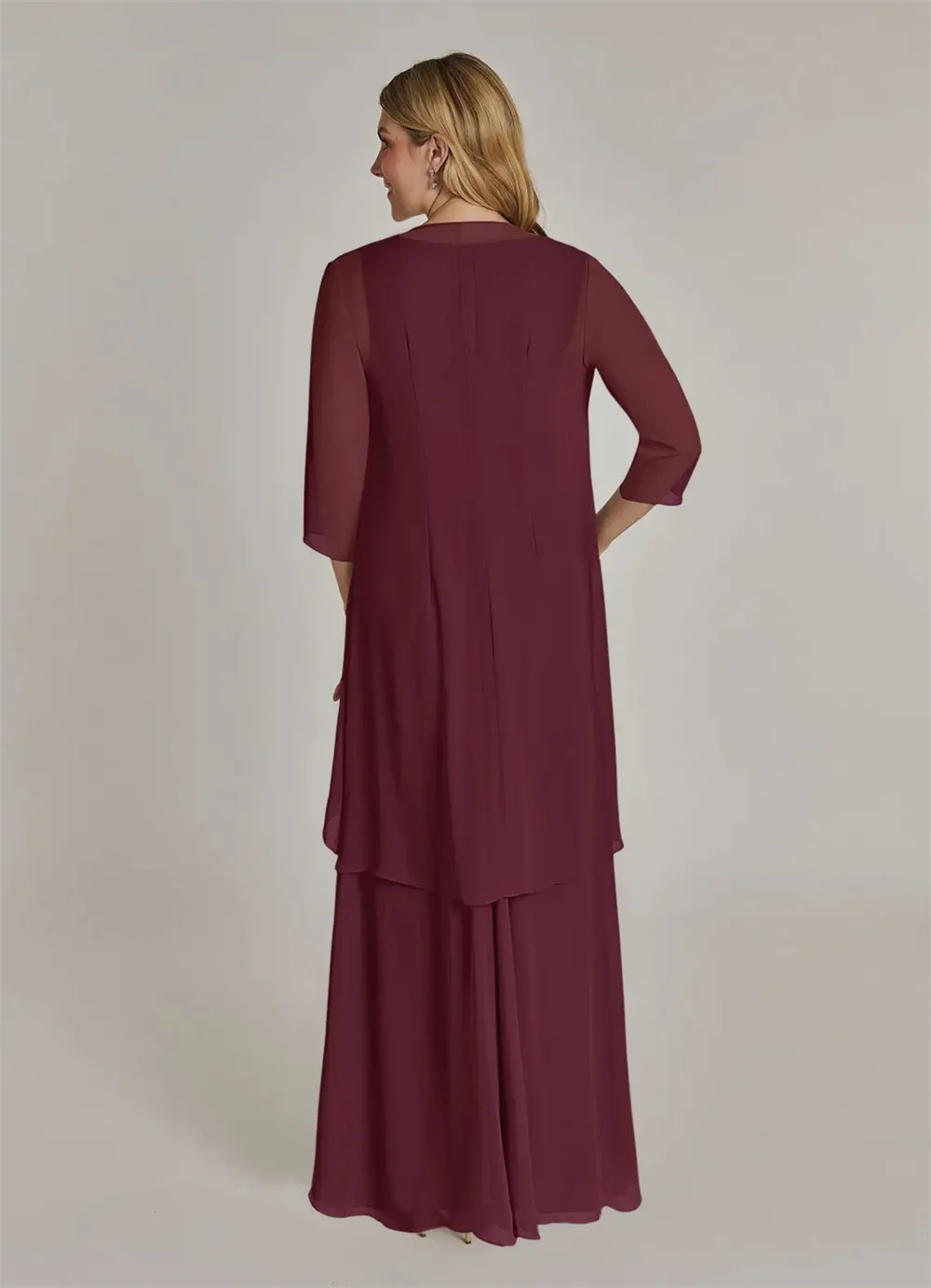 Mother Of Bride Dresses Wedding V-Neck Half Sleeve Ruffle Chiffon With Jacket Mother Dress Pleated Formal Party Cocktail Gowns