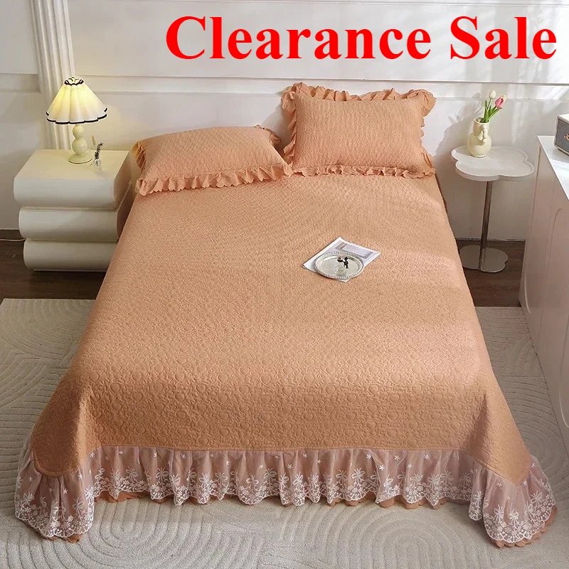 

2025 Bedspread Solid Color Bed Cover Queen Size Bed Linen Thicken Bedsheets Home Mattress Protector colchas (No Pillowcase)