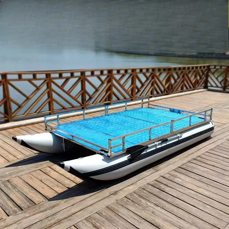 【Precio de Fábrica】Plataforma de Pesca Inflable, Plataforma de Pesca Tipo Catamarán, Individual, Plataforma de Pesca Flotante