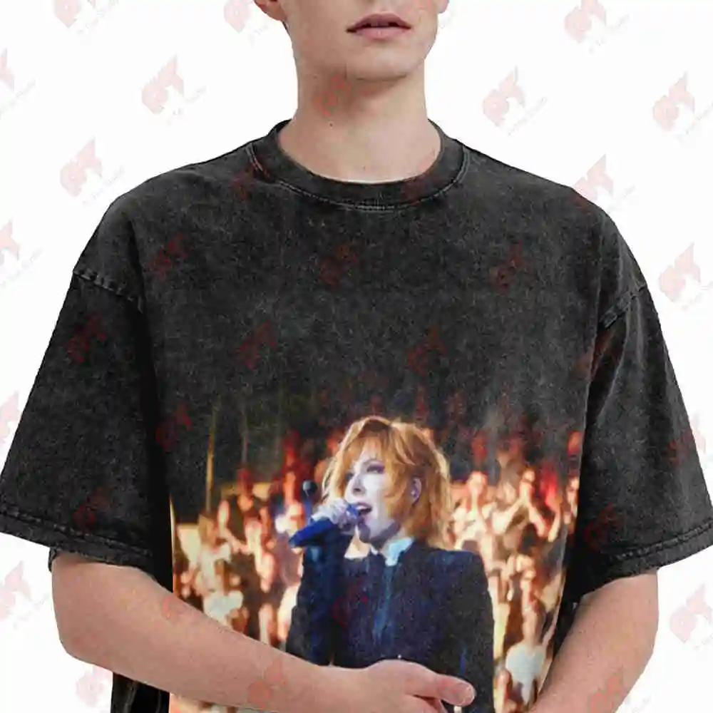 Mylene Farmer Nevermore Concert 2024 Vintage Washed Tee Pure Cotton T-Shirt
