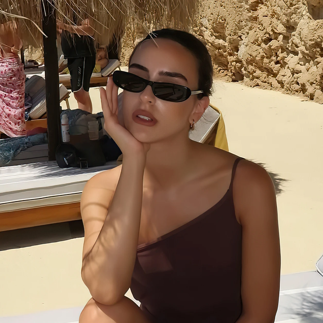 

New Retro Rectangular Frame Sunglasses Black Small Frame Trendy Versatile Sunglasses Women's Sunglasses UV400 Sunglasses