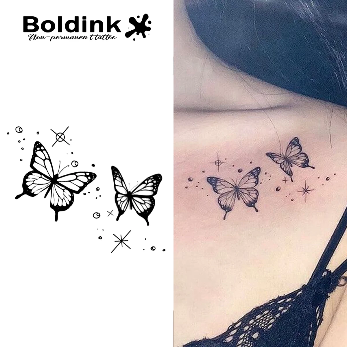 Lunar Wings Temporary Tattoo,Lasts To 15 Days New Technology Magic Waterproof Semi Permanent Sticker.
