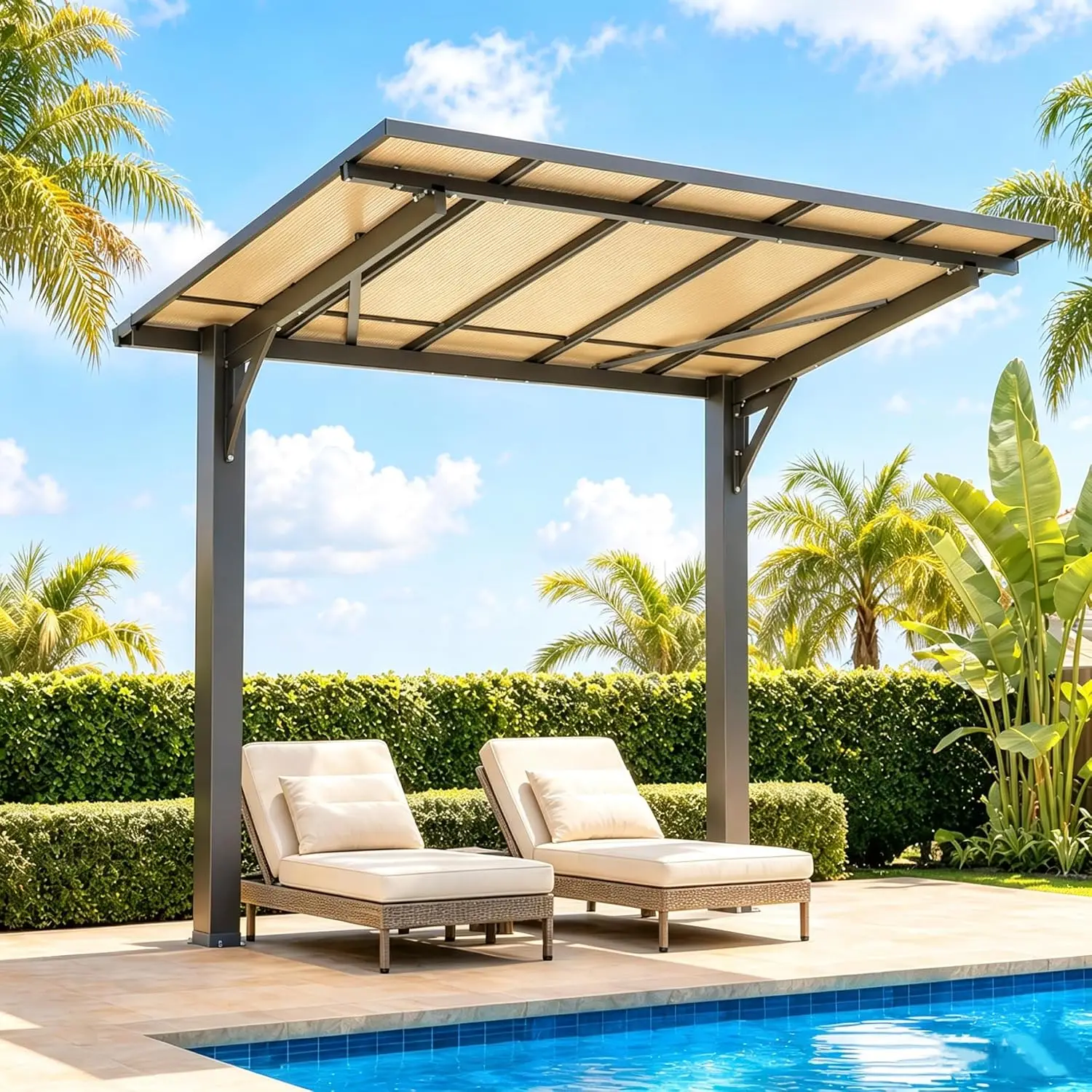 5' x 8' Lean to Gazebo Grill Pergolas for Patios, Free Standing, Customized