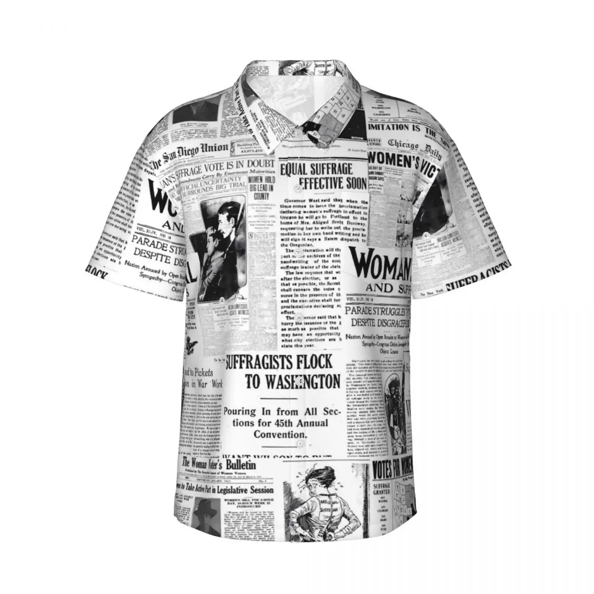 Newspaper Print Beach Shirt Men Making America Great Casual Shirts Hawaiian Short Sleeve Graphic Novelty Oversized Blouses Gift