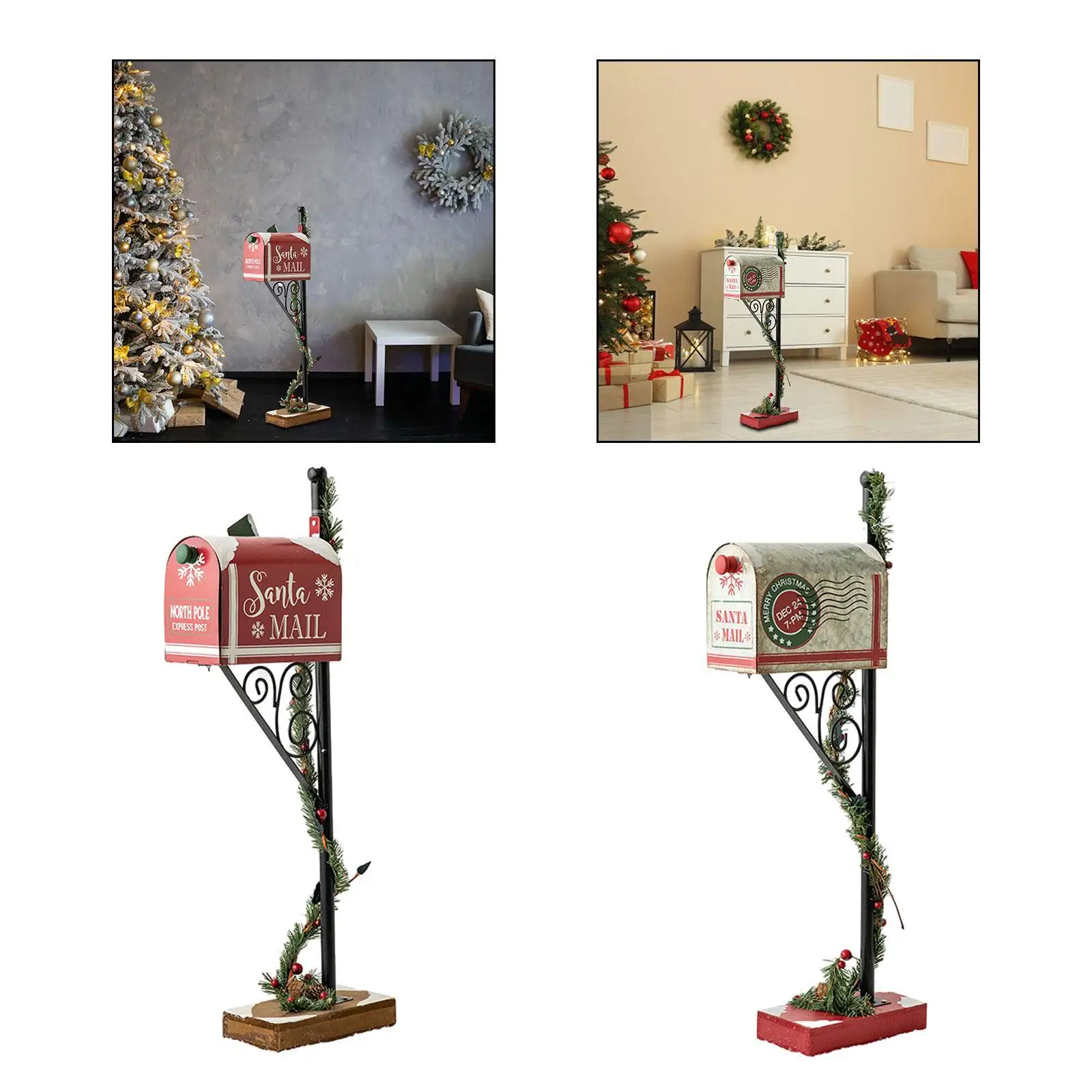 

Почтовый ящик Санта-Клауса, деревянный железный креативный рождественский домашний декор, практичный праздничный почтовый ящик для использования в помещении и на открытом воздухе