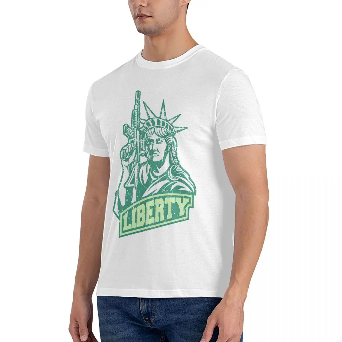 Liberty Cool T Shirts for Men Pure Cotton Fun T-Shirts Round Collar D-Democracy Tees Short Sleeve Clothing Party