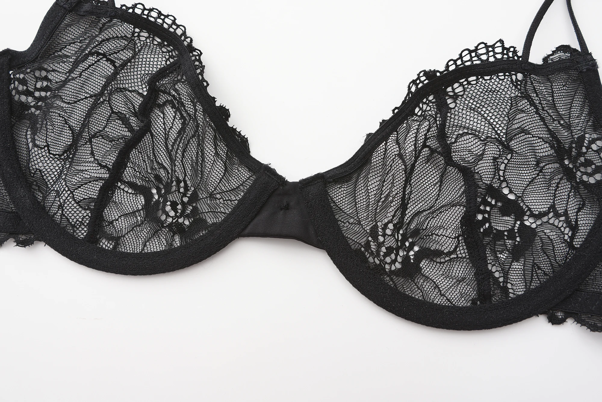 Women's Sexy Lace Push Up Plus Size Bra Sheer Balconette Underwire Unlined