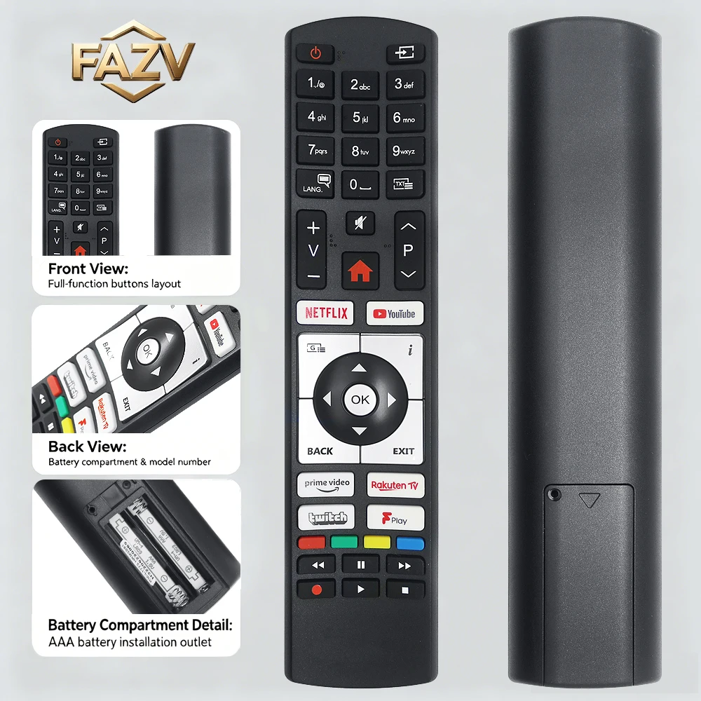 FAZV Universal TV Remote for Telefunken/HITACHI Smart LED LCD TV RC4319P XF32K550 XH32K550D XH39K550 XU55K700 RC4518P