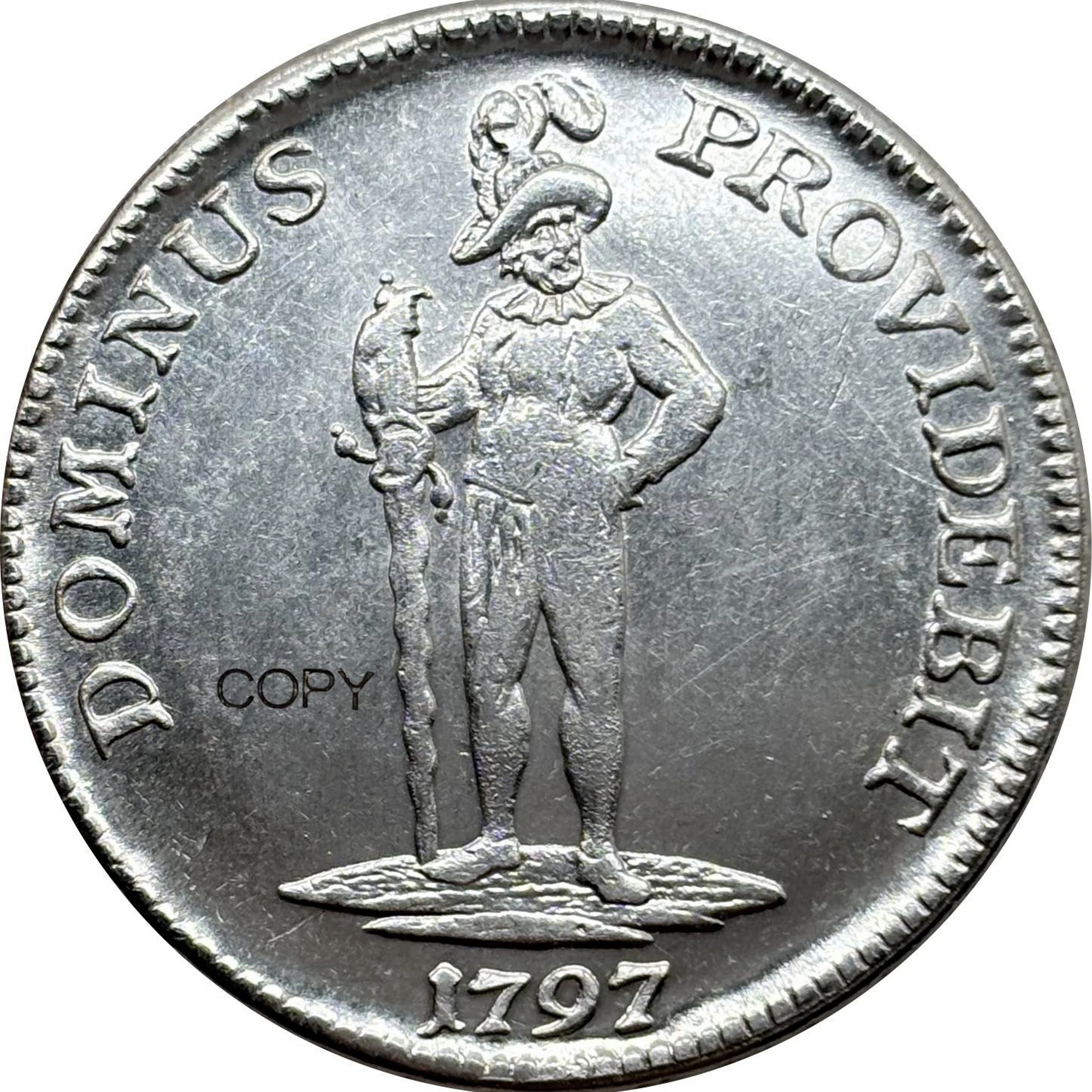 Moneda Conmemorativa de la Ciudad de Berna, Cantón Suizo, Suiza, 1797, 1 Thaler, Dos Plumas, Plateada, Copia, Monedas de Colección