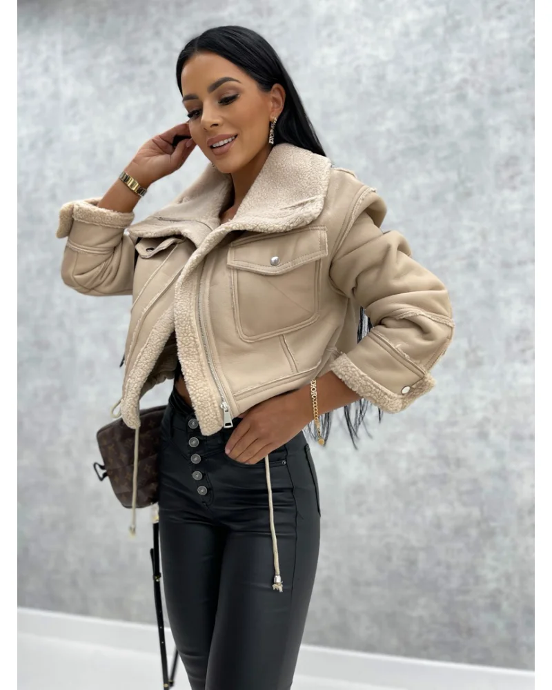 Faux Leather Jackets Women PU Short Thick Warm Black Outwear Female Aviator Retro Lapel Velvet Coat 2023 New Winter Woman Tops