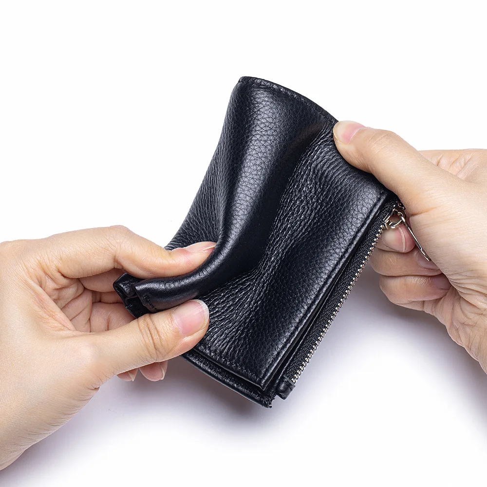 New Lady Short Wallet Genuine Leather Women's Small Wallet Japanese-style High-end Wallet Top-layer Cowhide Card Holder