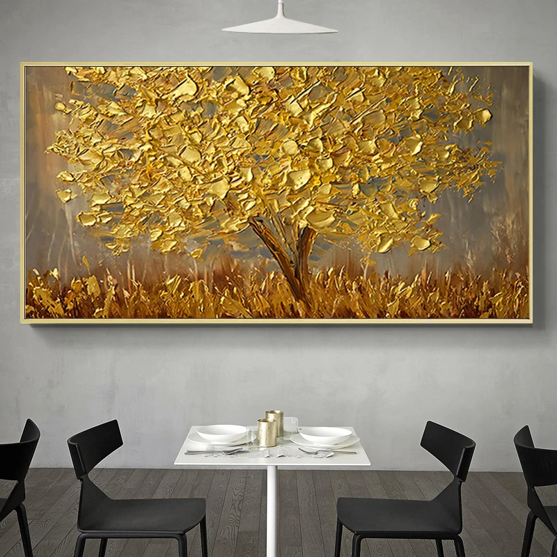 

Abstract Gold Tree Flower Luxury Canvas Painting Large Size Posters Minimalism Wall Art Picture Modern Living Room Home Decor