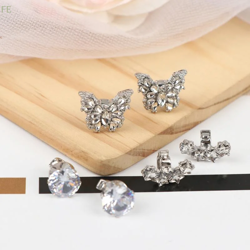 [FE] 1Pair Butterfly Rhinestone Decor For Clip On Earbuds Open Ear Accessories Removeable DIY Earphone Decoration
