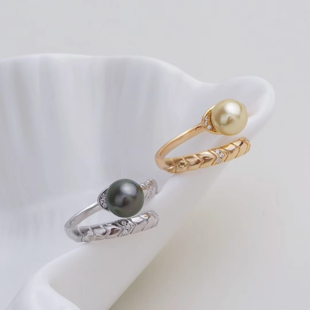 925 Sterling Silver Adjustable Finger Ring Mountings Base Setting Findings Jewelry Accessories Components for 7-8mm Pearls