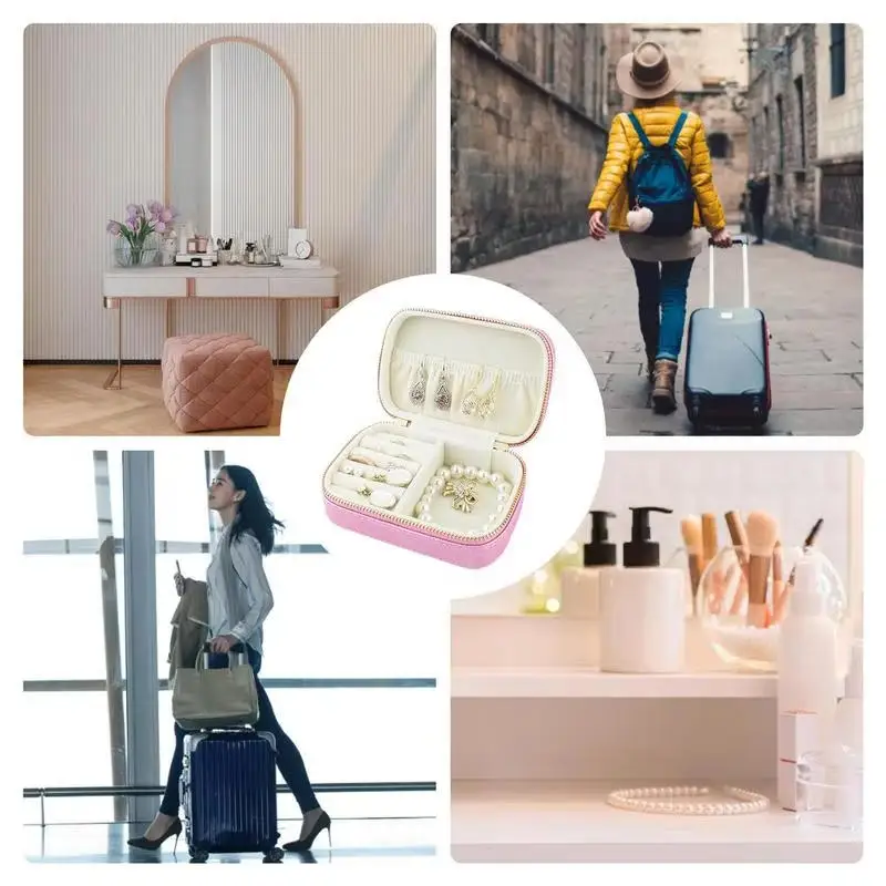 Mini Portable Travel Jewelry Storage Box Pu Leather Multifunctional Storage Box For Necklace Bracelet Earrings Ring Storage