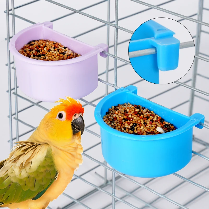 

2pcs Bird Feeding Bowl Parrot Feeder Dish Easy to Install Bird Cage Feeder for Small Animals Pigeon Budgie Parakeets Lovebirds