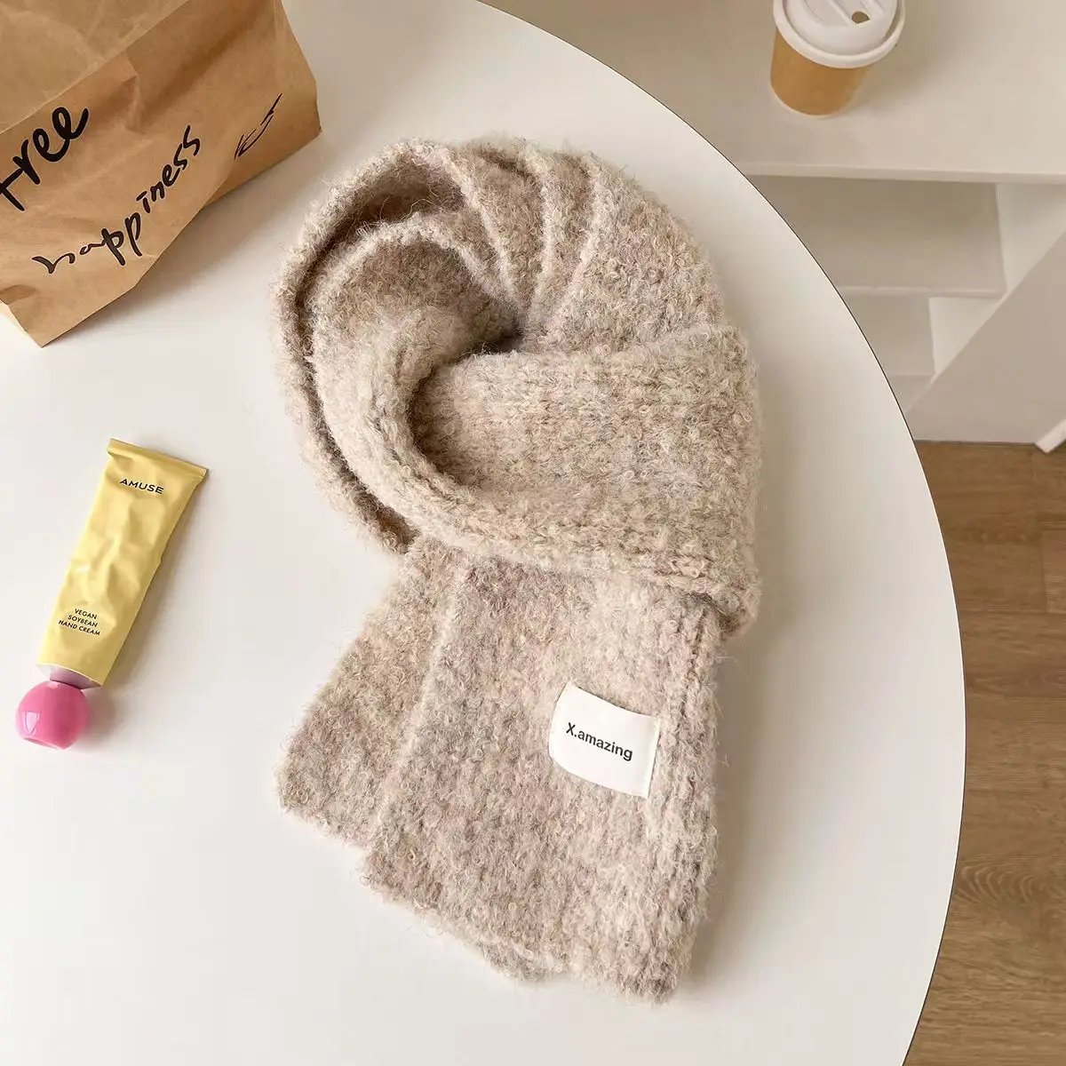 

2024 Women's Solid Color Woolen Little Knitted Scarf Autumn Winter New Soft Comfortable Thickened Warm Lovers Neckerchief