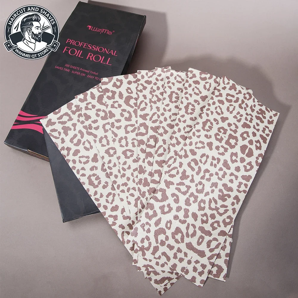 Professional Leopard Print Hair Foil Roll 300 Sheets Hair Coloring Foil Super Grip Easy To Use Time-Saving Hairdressing Tools