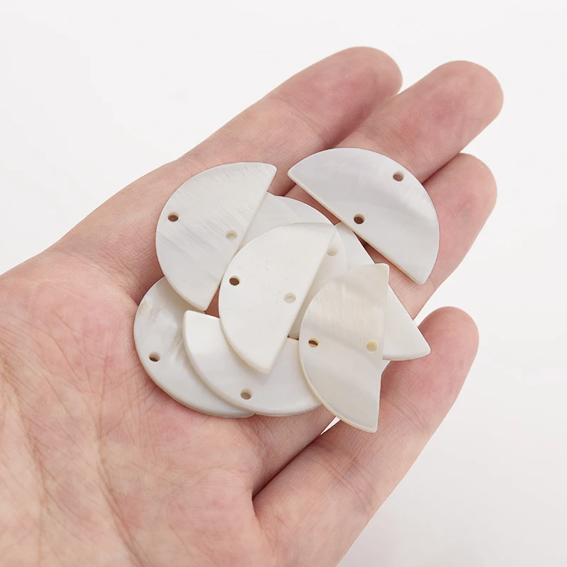 10pcs Natural White Freshwater Shell Connectors Semicircle Mother Of Pearl Charms For DIY Jewelry Making Earrings Supplies