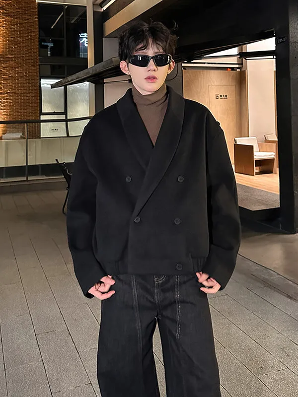 

Thiened Woolen Jaet Мужское модное городское пальто с отложным воротником в Корейском стиле, молодежное пальто из полиэфирного волокна