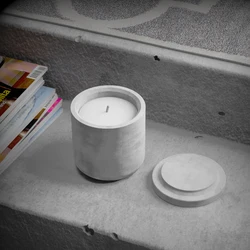 Simple Cylindrical Concrete Candle Cup Silicone Mold Plaster Aromatherapy candle jar molds with lid mold