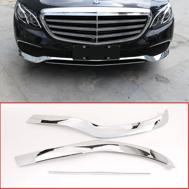 

3 Pcs For Mercedes Benz E Class W213 2016-2019 ABS Chrome Front Bumper Plate Car Accessories yyhu