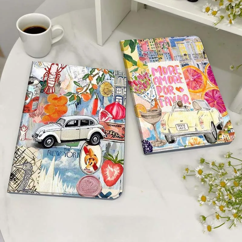 

Чехол в стиле ретро с рисунком фруктового напитка для Huawei MediaPad MatePad M5 M6 11 12 X SE T10 T10s 2 C5e T5 Pro Lite Air 11,5-дюймовый планшет