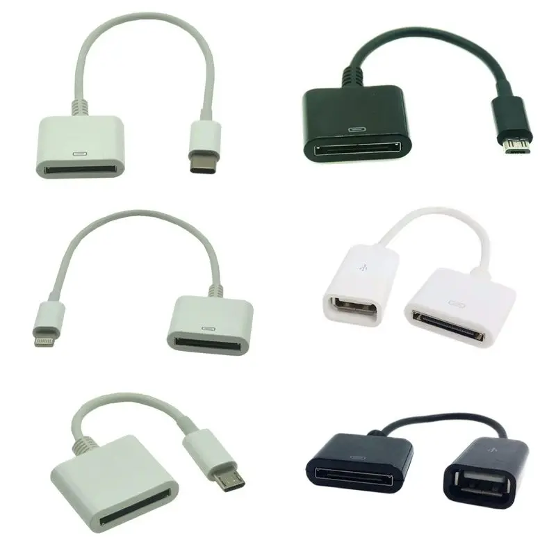 Stacja dokująca 30-pinowy żeński na USB-C USB 3.1 Micro USB 8-pinowy męski krótki kabel ładujący typu C do Huawei Xiaomi Mac Onplus 15 cm