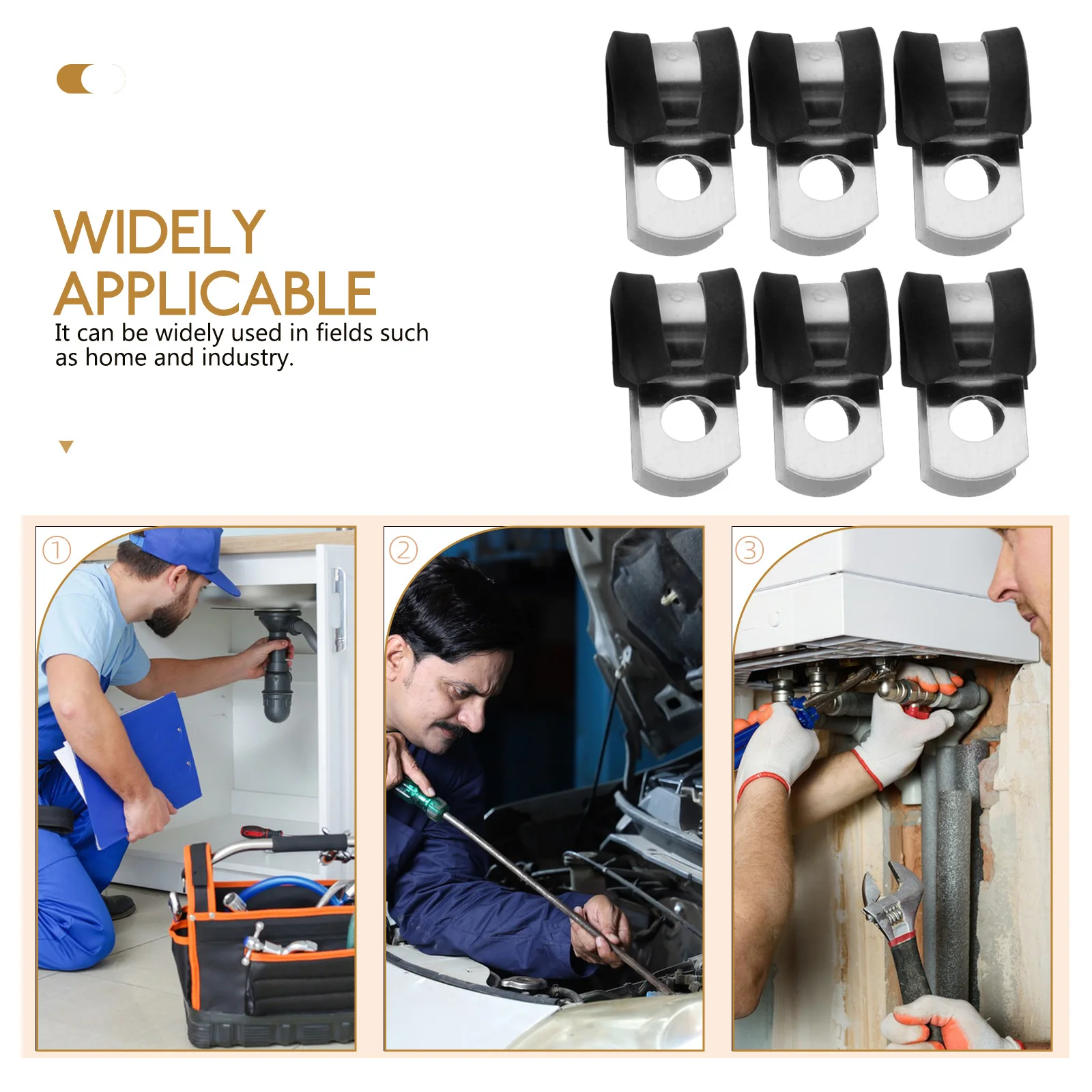 

20pcs Cable Clamps Stainless Steel Rubber Cushion For Wire Clips Hose Clamp Tube Fastener Heavy Duty Engine Parts