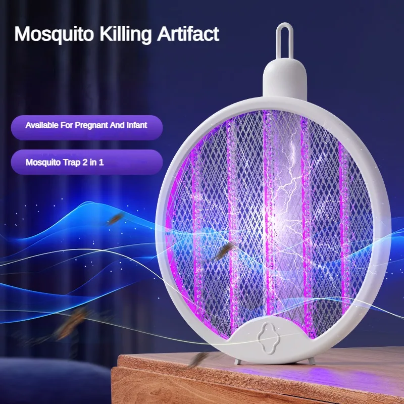 Foldable Electric Mosquito Swatter With USB Charging Wall Mounted Handheld Mosquito Repellent Lamp Outdoor Insect Repellent