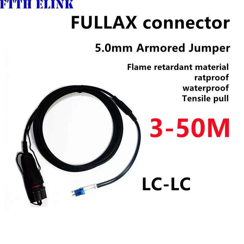 2 core Fullax armored jumper 10m-50m SM LC to FC SC ST 5.0mm dual core outdoor optical fiber patch cord Singlemode 20m 30m 40m