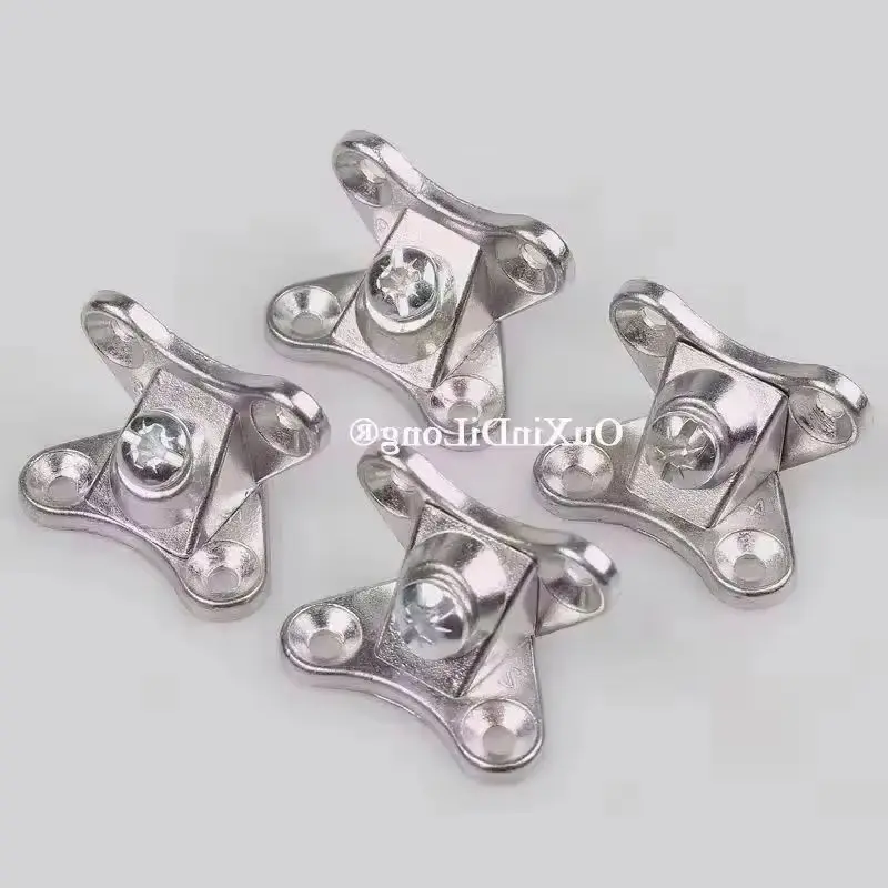 100PCS 3 in 1 Metal Furniture Corner Braces Joint Brackets Fastener Screws Cupboard Wardrobe Cabinet Combination Connectors