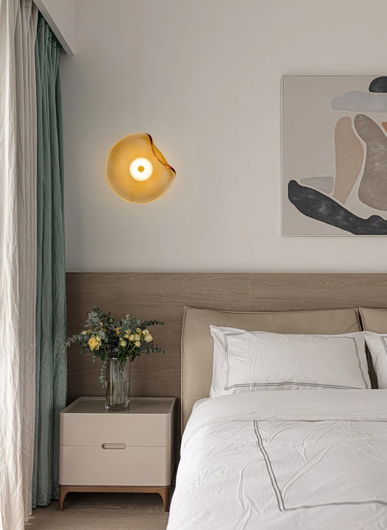Art Amber Gray Glass LED Wall Light 3000K Sconce