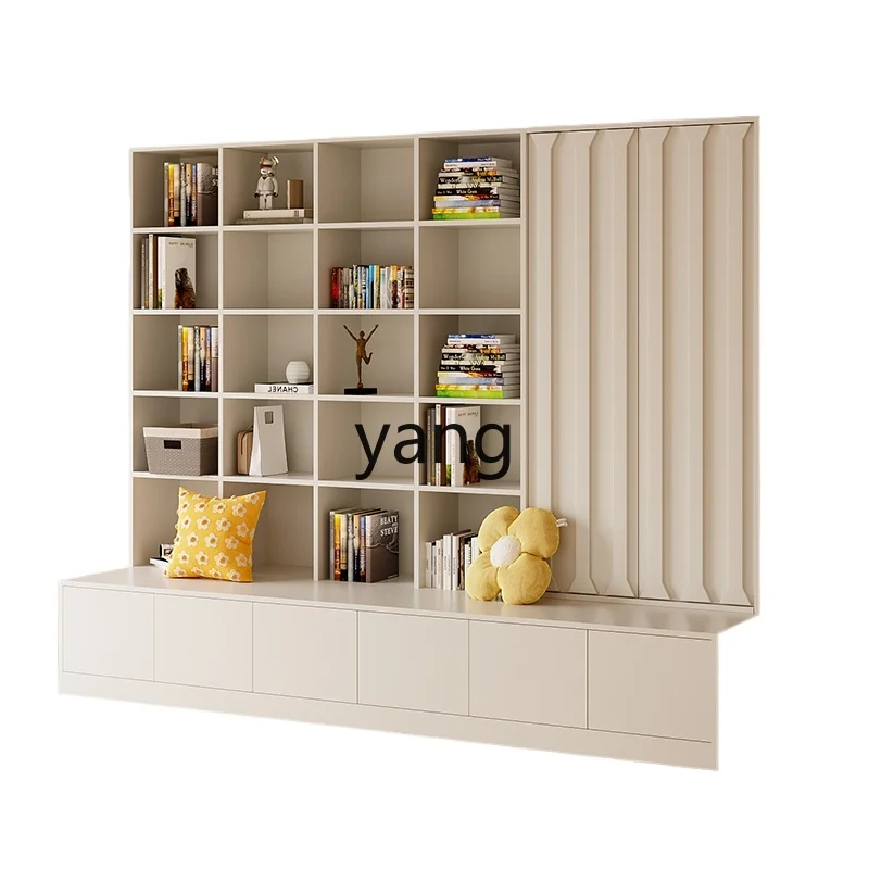 Lmm solid wood living room bookcase integrated customization whole wall to top bookshelf background wall locker household