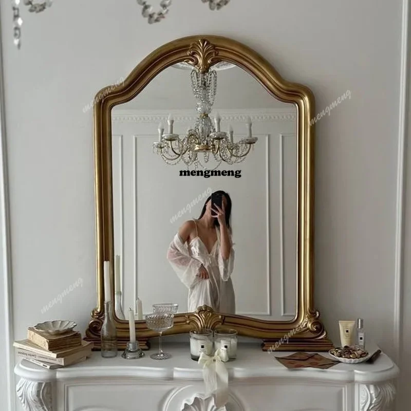 Best seller French court style special-shaped makeup mirror, living room wall-mounted decorative mirror, light luxury retro entr